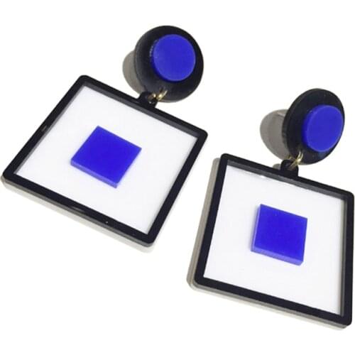 Korea Street Style fashion Square Circular Geometric Earrings For Women DIY Acrylic Big Earring Jewelry E18033