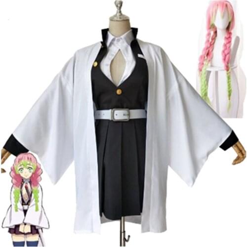Anime Demon Slayer Cosplay Costume Kanroji Mitsuri Carnival Party Full Set Outfits Men Women Role Play Halloween Costumes Wigs