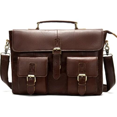 Leather Briefcases Men Flip Man Bag Casual Vintage mens Oblique Handbag Portable KUMON Laptop Briefcase Laptop Bag 14 Inch