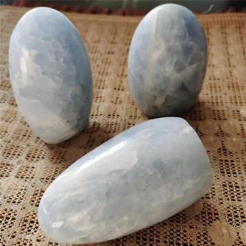 Beautiful Natural Blue celestie Quartz Crystal StandStone healing decor