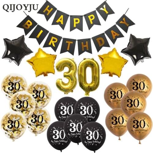 22pcs Happy Birthday 30th 40th 50th 60th Anniversary Birthday Banner Adult Birthday Latex Balloon Balloon Decoration Supplies