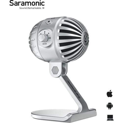Saramonic SmartMic MTV550 USB Microphone for home-recording live streaming podcasting voice-overs with iOS/Android computers
