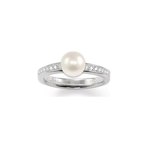 Fashion New Style White Simulated Pearl Rings For Women Mosaic Rhinestone Ring Jewelry Drop Shipping Anneau SRI058