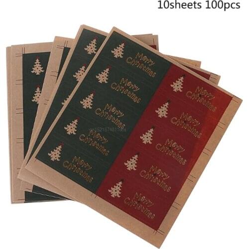 New 100Pcs Merry Christmas Package Seal Sticker For Gift Label Sticker Scrapbooking