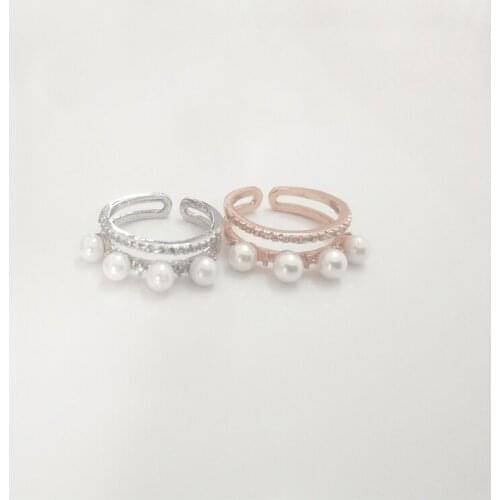 Charms Two colors My Princess Queen Crown Ring Design 925 Rings Pearl Rings For Women Jewelry Adjustable Knuckle Finger Jewelry