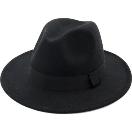 Autumn Winter Warm Fedora Hat Men Women Imitation Woolen Top Felt Jazz Hats Godfather Sombrero Caps Gentleman Hat Sombrero Mujer