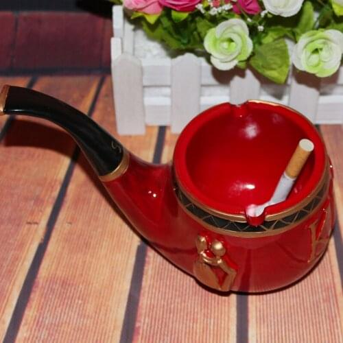 Funny tobacco pipe modeling resin ashtray Personalized home decoration resin ashtray