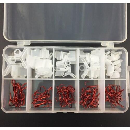 Fishing Treble Hook Kit with Jacket High Carbon Steel Small Fishhook Cover 81 Pieces Case Hooks