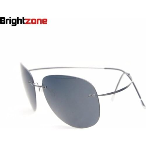New Ultra-light Brightzone Rimless Titanium Frame Polarized Sunglasses Oversizes Sun Shaded Glasses ProtectEye Anti-UVA UVB