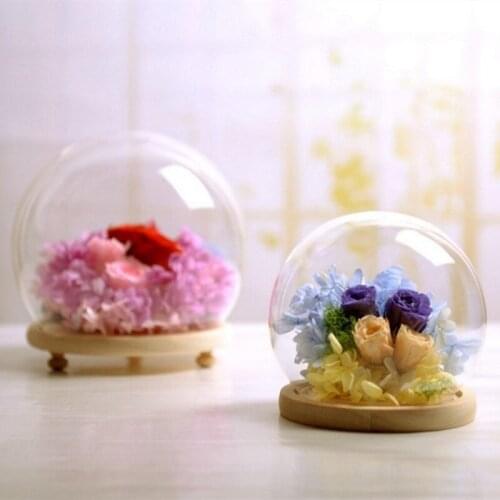 Diameter=25cm Super Big Size Round Shaped Glass Dome Vase Home Decoration Log Base Transparent Cover Friend Gift Wedding Prop