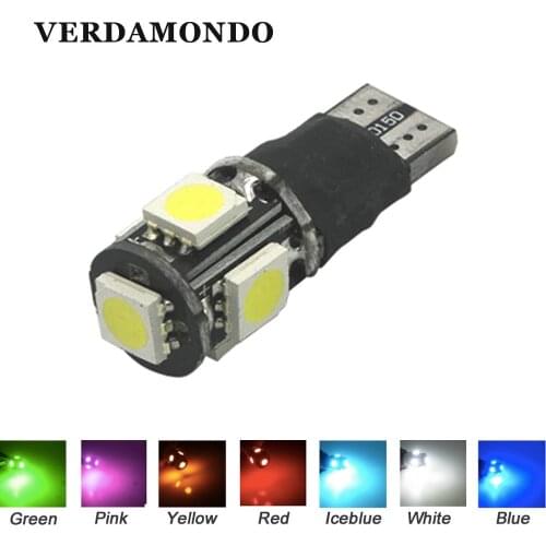 T10 W5W 5SMD 5050 Leds Fast Flashing Strobe Always on 2 Model Car Side Marker Rear Light Lamp Bulbs 12V White Red Yellow Blue