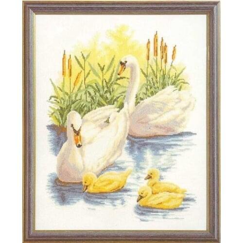 Precise Printing Home Hand Embroidery Fishxx Cross Stitch T129 Animal Pattern Swan Lake Landscape Painting