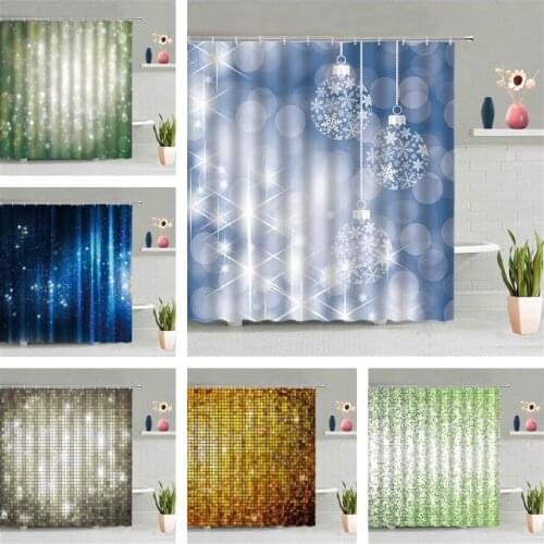 Shining Snowflake Ball Shower Curtain Mosaic Geometry Bathroom Wall Hanging Curtains Accessories Waterproof Screen Home Decor