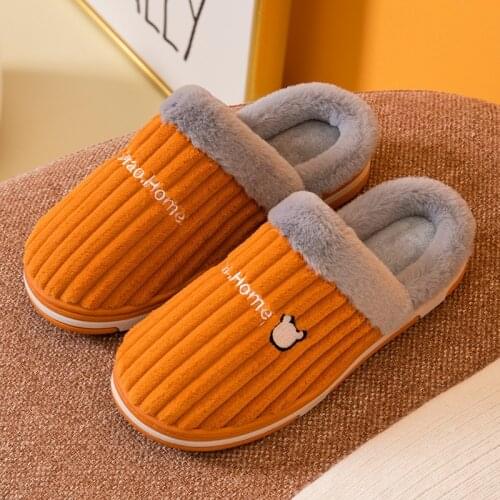 Womens Fur Slides Winter Home Cotton Shoes for Lovers Leisure Warm Plush Indoor Wood Flooring House Couples Ladies Slippers