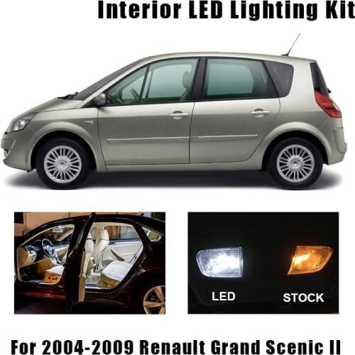 18pcs White No Error Car LED Bulbs Interior Map Reading Dome Trunk Light Kit For 2004-2009 Renault Grand Scenic II 2 MK2