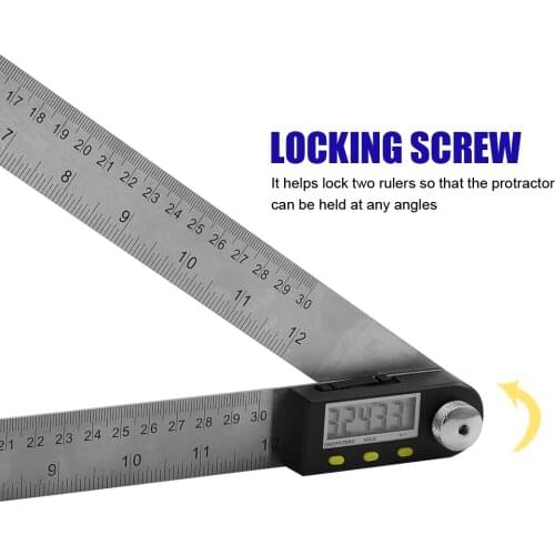 2-in-1 Stainless Steel Electronic Digital Display Protractor Angle Finder Ruler