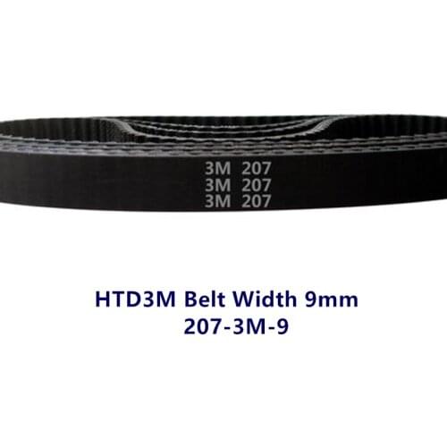 3pcs HTD 3M Timing belt Pitch length 207 3M 9 width 9mm Teeth 69 Rubber HTD3M synchronous belt 207-3M-9 in closed-loop