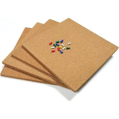 4 Pieces Square Cork Board 12"x12"Cork Tiles, Pin Board Decoration for Pictures,Photos,Note with Ultra Strength Adhesive Backing