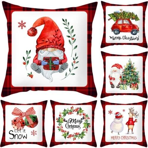 45x45cm Christmas Pillowcase Decorative Cushion Cover Merry Christmas Decor for Home 2021 Christmas Ornament Happy New Year 2022