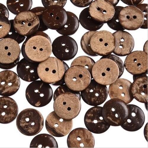 50 Pcs 12mm Brown Coconut Shell 2 Holes Sewing Buttons Scrapbooking , 2 Holes, Scrapbooking Crafts , 7NK111