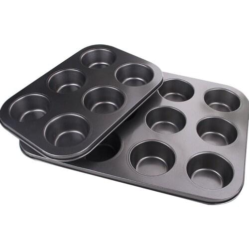 6/12Grids Non-Stick Baking Molds For Cupcake Muffin Baking Tray Carbon Steel Home Diy Round Cake Mold Kitchen Baking Accessories