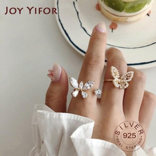 925 Sterling Silver Double Butterfly Micro-Inlaid Rings Female Fashion Open Trend Temperament Gift High Quality Кольцо