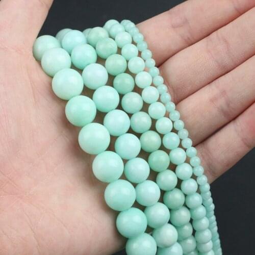 Natural Angelite Stone Light Blue Beads Smooth Round Loose Spacer Bead For Making Jewelry DIY Bracelet 15'Strand 4/6/8/10/12mm