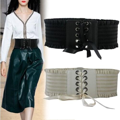 Surprise Price Fashion Ladies Elastic Force And Wide Waist Sealing With Sweet Knotted Belt Girdle With A Belt Of Vintage Fringe