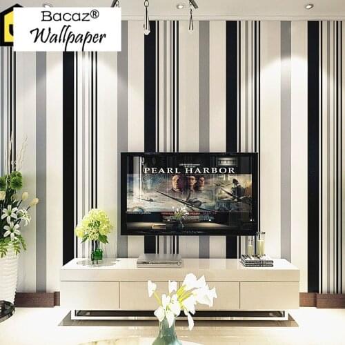 Bacaz Black and white Stripe Wallpaper Rolls 3D Papel Parede 3d wall paper Roll for TV Background Living Room 3d Wallcoverings