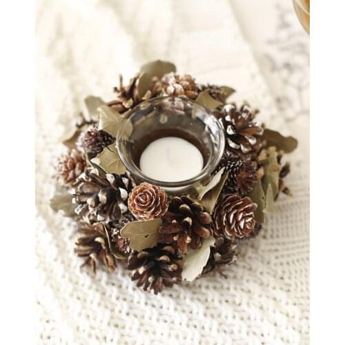 Party Table Centerpieces Decoration Candle Holders Christmas Handmade Tabletop Decor Pine Cone Candle-Holder