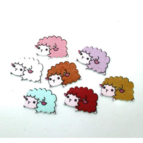 50pcs Mixed Sheep Wooden Buttons For Clothing Needlework Scrapbooking Wood Botones Decorative Crafts Diy Accessories