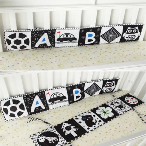 Baby Sensory Toys Cloth Book Newborn Bed Sticker Crib Bumper Black and White Animal Story Quiet Books Montessori Kid Infant Book