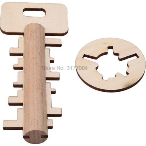 DHL 500set Wooden Toy Unlock Puzzle Key Classical Funny Kong Ming Lock Toys Intellectual Educational For Children Adult