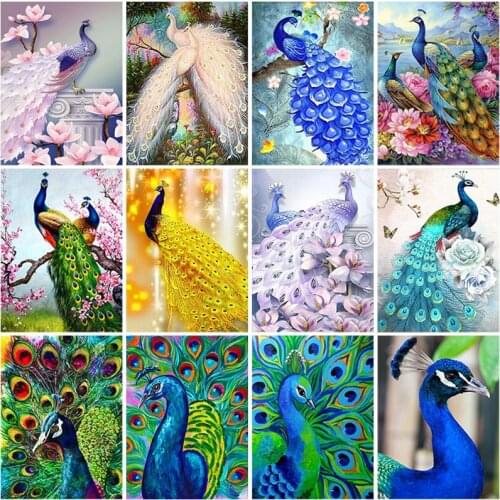 DIY Peacock 5D Diamond Painting Full Round Drill Animal Diamond Embroidery Cross Stitch Mosaic Kits Resin Wall Art Home Decor