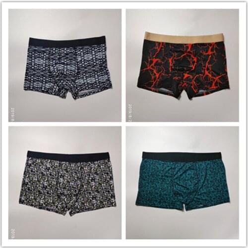Mens Underwear Modal Boxer Shorts Printed Mid-Rise Panties Wide-Edged Boxer Shorts Factory Breathable