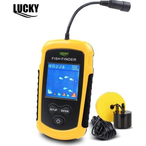 Lucky FFC1108-1 Wired Portable depth sounder fishing finder sonar sensor 100M Muti-language fish finder fish lure echo lcd