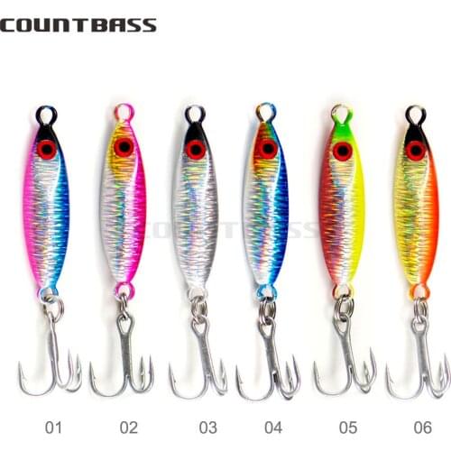 COUNTBASS 5g 8g 12g Casting Jigs with Treble Hook, Shore Micro Jigging Fishing Lure Bait, Mini Metal Lead Jigs, Sea Bass Game