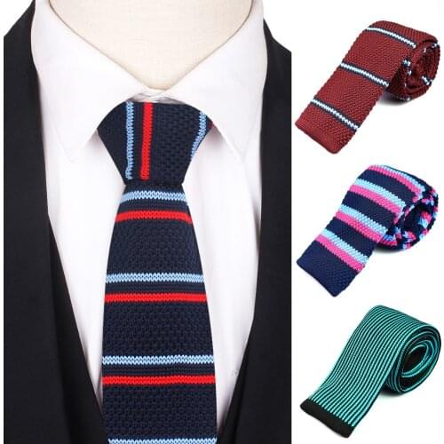 New Skinny Knit Men Ties Classic Knitted Necktie For Business Slim Striped Neck Tie For Men Women Cravats Groom Neckties