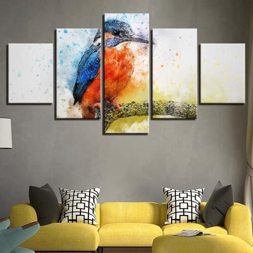 Hd Canvas Painting Abstract Animal Art Poster Color Sparrow Printmaking Home Decor Bedroom Mural Five Piece Set Without Frame