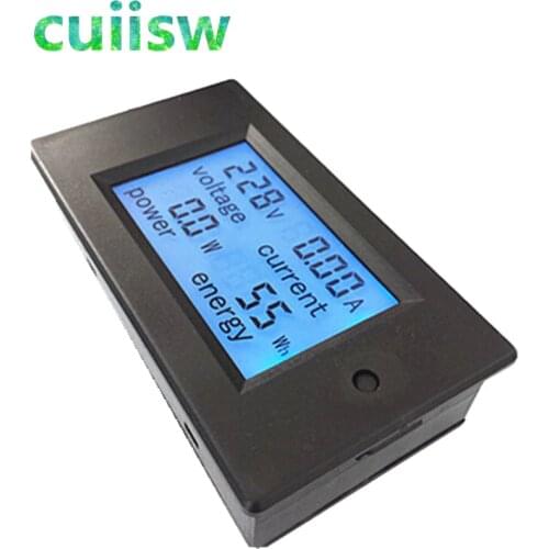 New Voltage Current Power Energy Meter AC 80-260V/20A Voltmeter Ammeter with Blue Backlight Overload Alarm Function for Indoor
