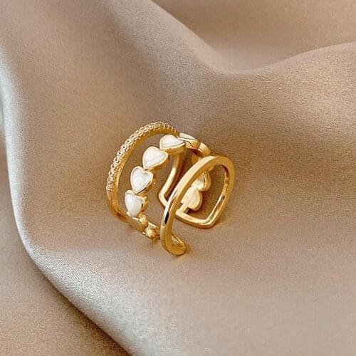 Delicate Golden Rings Hollow Design Adjustable Women Polished Wide Forefinger Ring for Travel