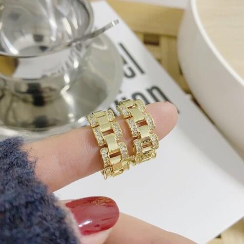 Korean hot fashion jewelry simple zircon 14K real gold earrings simple temperament and generous womens daily wild earrings