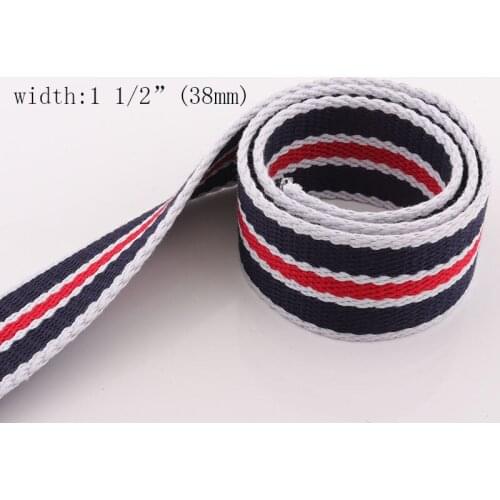 Red Striped Webbing ribbon 38mm Fashion Handbag Webbing Strap Fabric Bag strap ribbon Belt strap Tote luggage strap