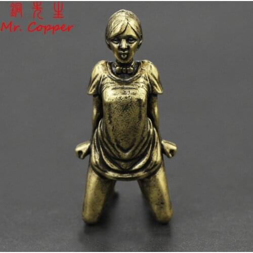 Beauty Women Figurines Ornament Pure Brass Sexy Lady Miniatures Interior Decoration Creative Modern Body Art Desktop Furnishing