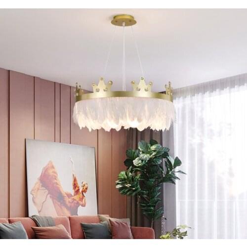 Lustre Chandelier For The Childrens Room Girl Bedroom Decoration Lamp With Feathers Room Child Lamps Pendant Lights For Home