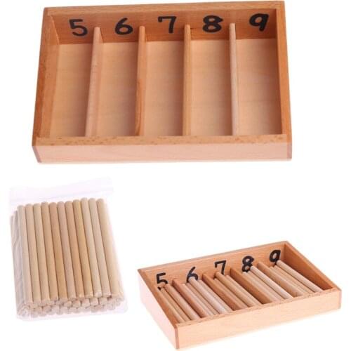 Montessori Wooden Spindle Box 45 Spindles Mathematics Counting Educational Toy