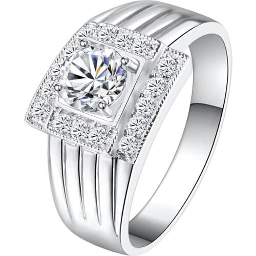 Mens Ring S925 Sterling Silver Original Design Luxury Generous Diamond Engagement Wedding Anniversary Party Gift for Boyfriend