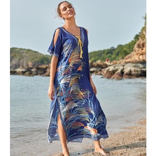 2021 Summer New Strapless Dress Blouse Printed Robe Flower Loose Holiday Long Skirt Seaside Beach Blouse Swimsuit Outside Female