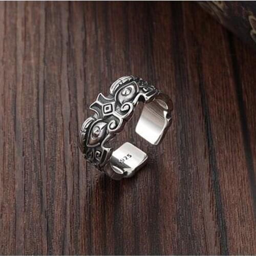 New Design Gluttonous Beast Ring Male Domineering Retro Silver Lucky Lucky Body Protection Open Ring Mens Jewelry Accessories