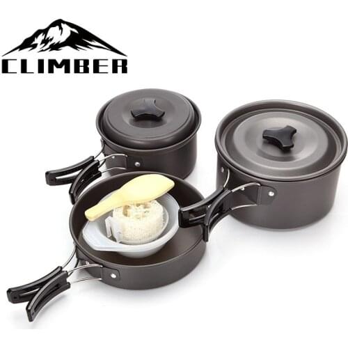 【New store 】 Outdoor Cookware 2-3 Person Picnic Tableware, Portable Pot, Pan, Bowl Set Backpacking Hinking, Travel Tools
